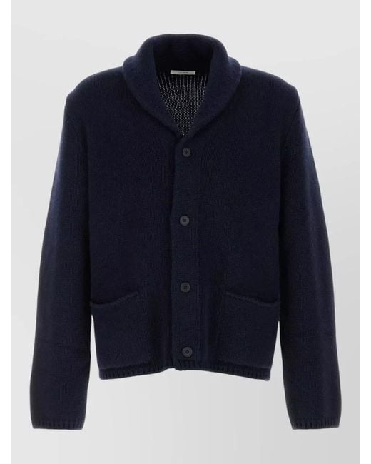 The Row Blue Cashmere Cotton Shawl Collar Cardigan for men