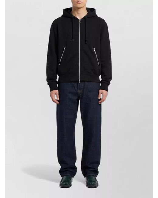 Dries Van Noten Black Cotton Oversized Zip Up Hooded Jacket for men