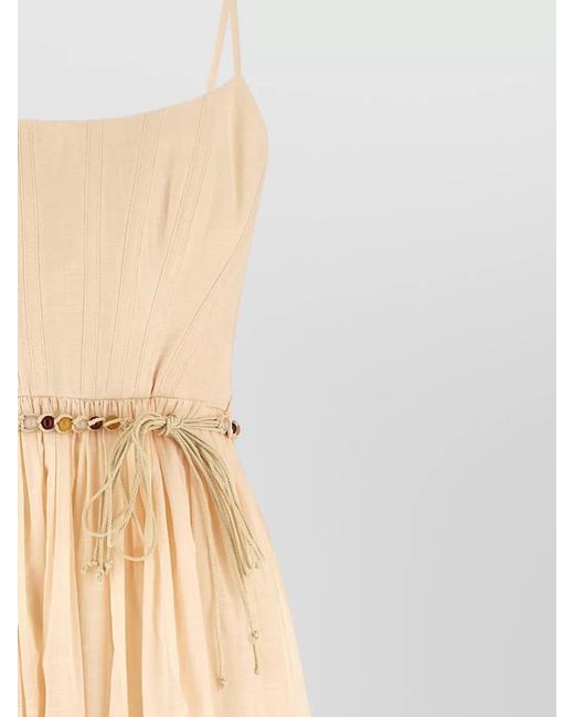 Zimmermann Natural Cotton Toile-Print Corset Midi Dress