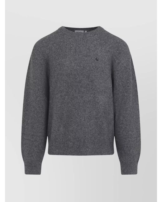 Carhartt Gray Ribbed Knit Jumper for men
