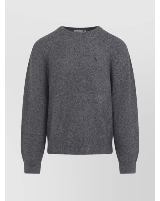 Carhartt Gray Crew Neck Sweater With Ribbed Cuffs And Hem for men