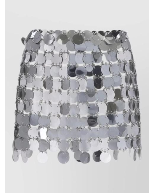 Rabanne Gray High Waisted Metallic Sequin Texture Skirt