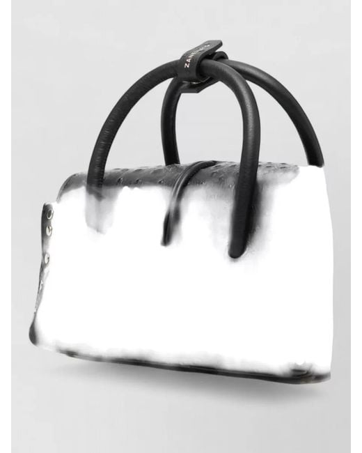 Zanellato Black Baby Leather Shoulder Bag Ostrich Texture