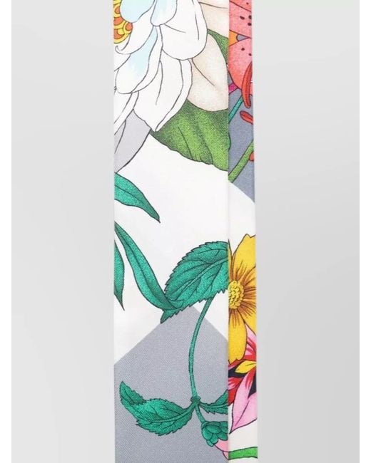 Gucci White Floral-Print Silk Scarf