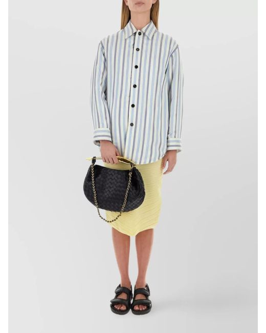 Bottega Veneta Yellow Stretch Cotton Blend Midi Skirt