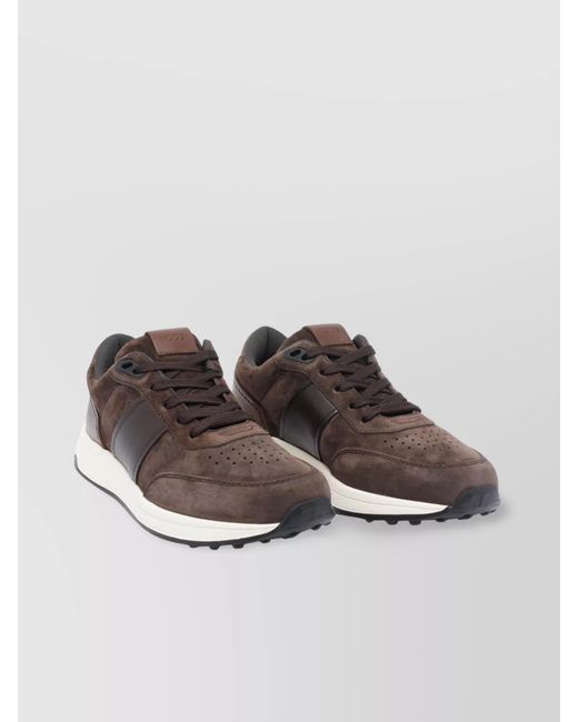 Tod's Brown Suede Low-Top Sneakers for men
