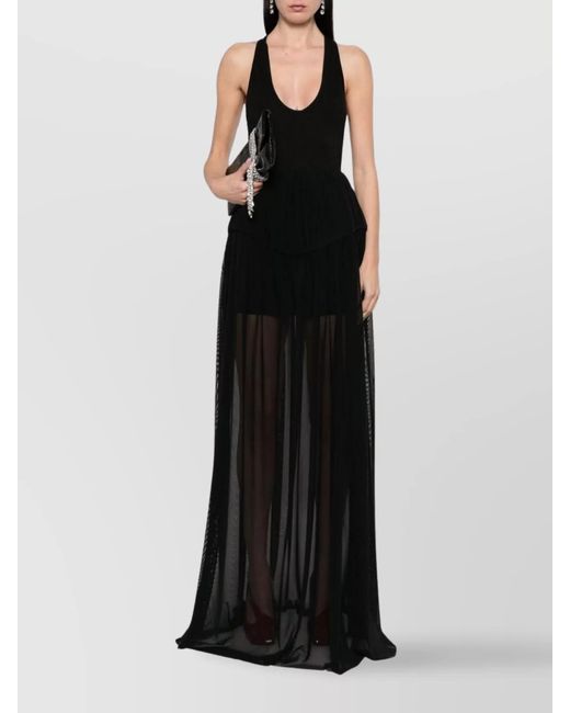 Sheer Racerback David Koma Sheer Racerback Evening Dress With Pleated Skirt in Black ...