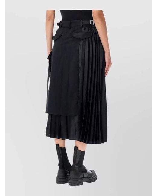 Sacai Black Suiting Nylon Twill High Waist Skirt