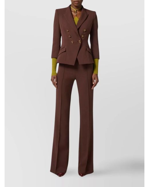 Elisabetta Franchi Brown Structured Double-Breasted Jacket Buttons