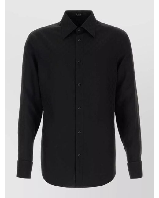 Gucci Black Twill Shirt Long Sleeves Button Cuffs for men