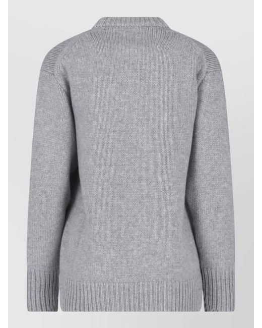 Malo Gray Crew Neck Knit Long Sleeve Top