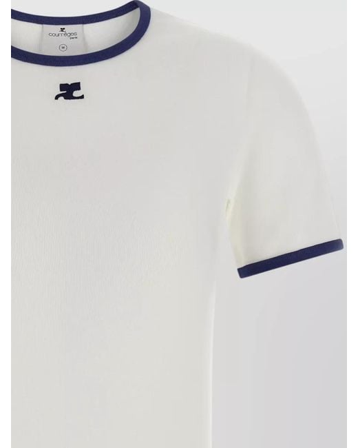 Courreges White Cotton Slim-Fit Short-Sleeve Logo-Patch T-Shirt
