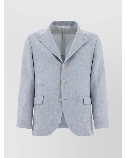 Brunello Cucinelli Blue Tailored Jackets With Notch Lapel And Button Cuffs for men