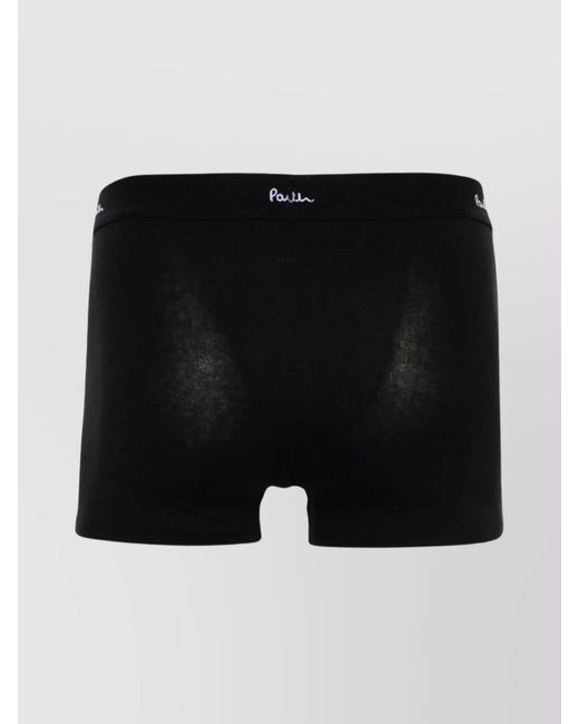 Paul Smith Black Organic Cotton Logo-Waistband Boxer Briefs Three-Pack for men