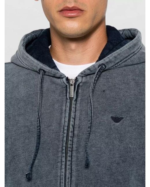 Emporio Armani Blue Hooded Denim Look Jacket Regular Fit for men