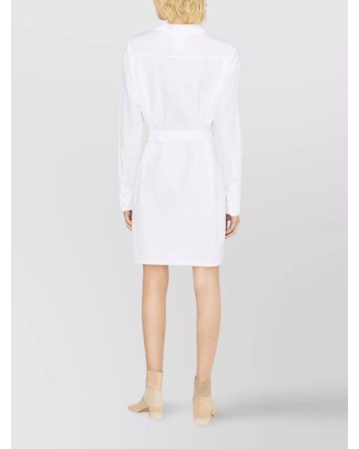 Sportmax White Cotton Belted Poplin Shirtdress