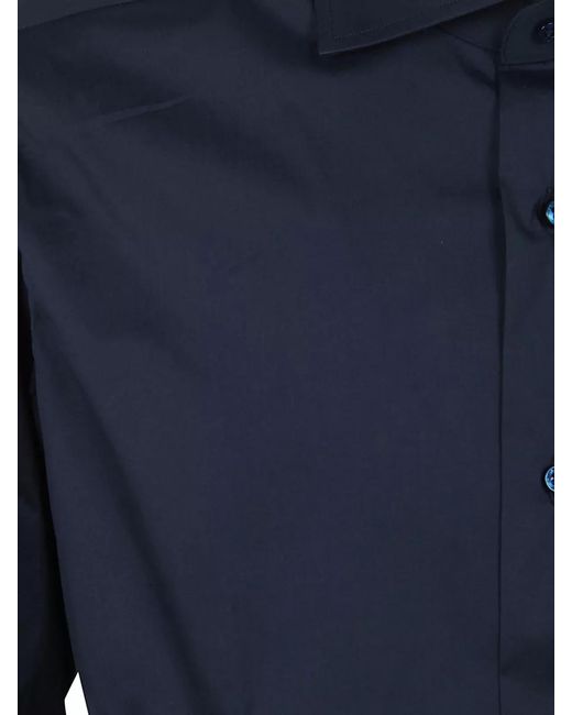 Barba Napoli Blue Long Sleeve Shirt Featuring Distinctive Collar for men