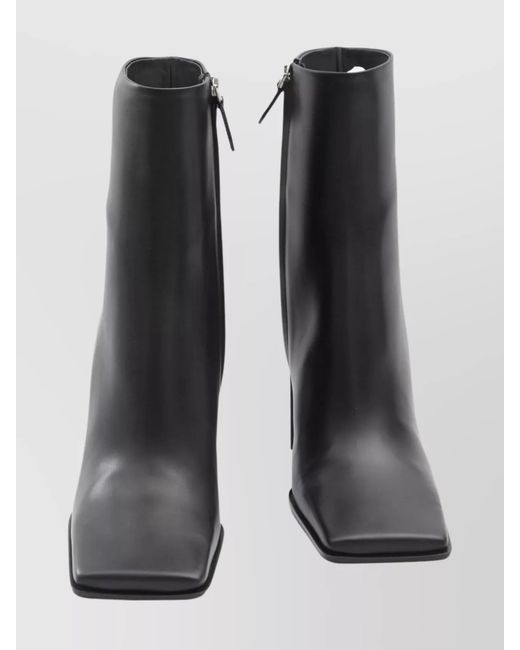 Alaïa Black Leather Square-Toe Ankle Boots