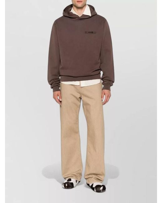 Jacquemus Brown Hooded Crewneck Top Long Sleeve Style for men