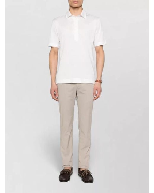 Zegna White Lux Leisurewear Short Sleeve Polo Shirt for men
