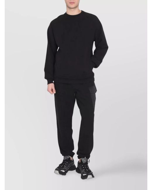 C P Company Blue Raglan Sleeve Crewneck Sweatshirt With Patch Detail for men