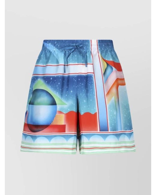 Casablanca Blue Silk Straight-Leg Track Pants for men