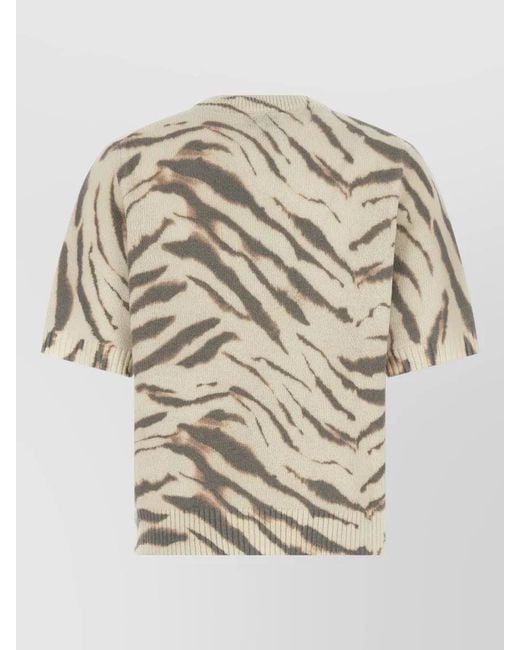 Ganni White Logo Crew Neck Graphic Knit Top