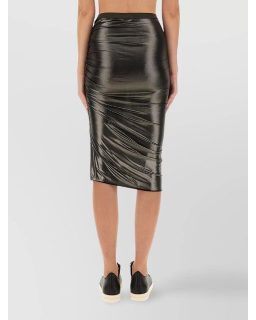 Rick Owens Green Draped Midi Skirt