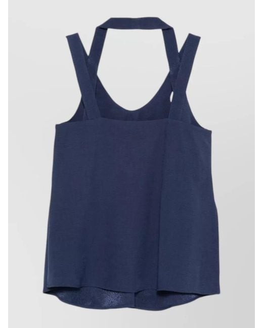 Emporio Armani Blue V-Neck Sleeveless Top