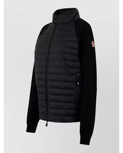 Moncler Black Quilted Knit-Sleeve Down Puffer Jacket