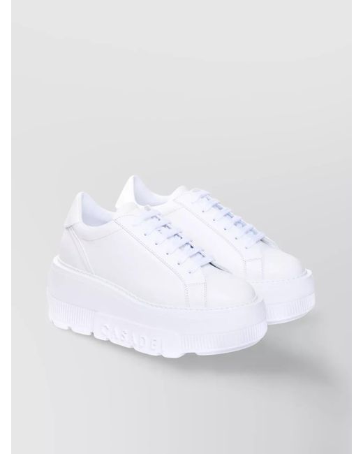 Casadei White Leather Nexus Low-Top Sneakers