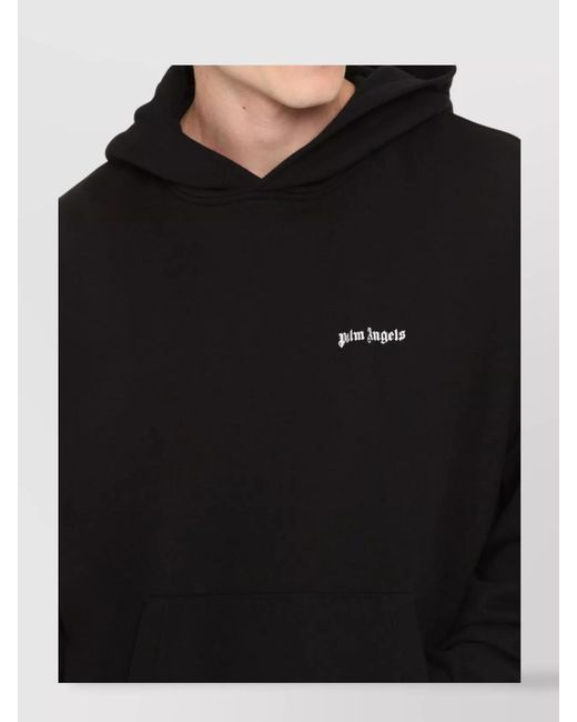 Palm Angels Blue Ribbed Cotton Hoodie for men