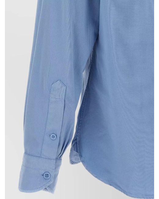 Tom Ford Blue Faille Shirt Long Sleeves Buttoned Collar for men