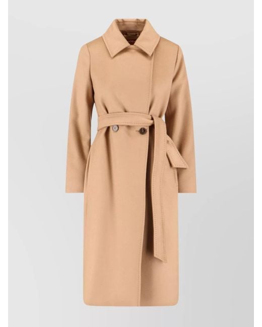 Max Mara Natural Long Length Belted Waist Jacket