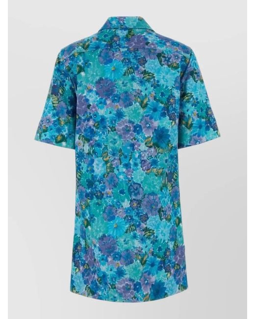 Chloé Blue Printed Cotton Mini Dress