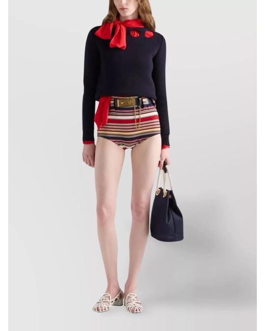 Prada Blue Cotton Boat Neck Sweater