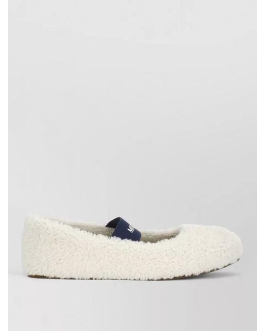 Moon Boot Natural Shearling Slipper Shoes Round Toe Rubber Sole