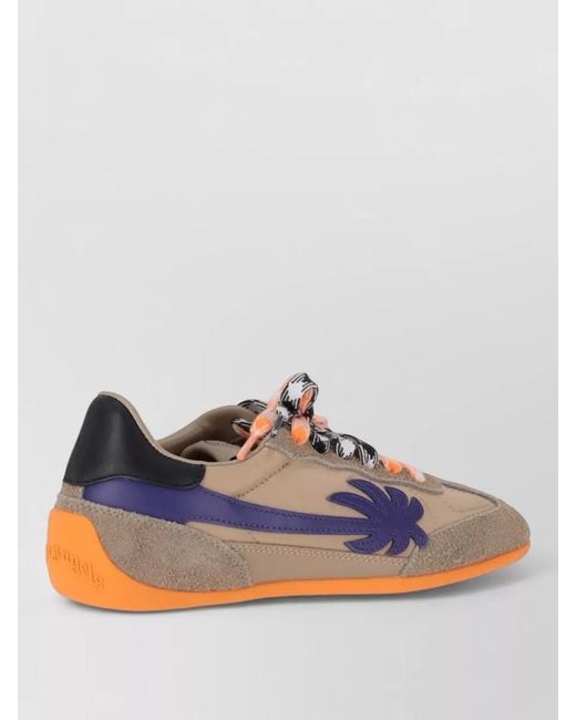 Palm Angels Multicolor Lace Up Sneakers Low Suede Accents Rubber Sole