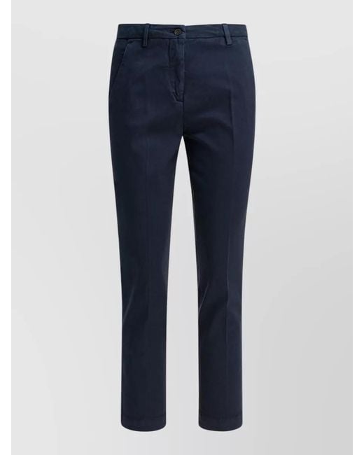 Briglia 1949 Blue Trousers Belt Loops Back Pocket Side Pockets