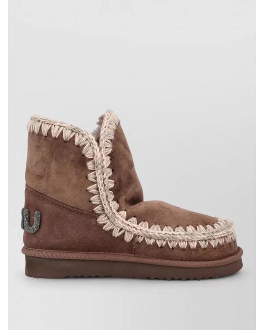 Mou Brown Sheepskin Leather Boots