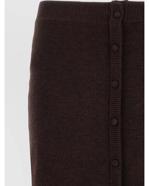 Victoria Beckham Black Button Detail Midi Knit Skirt
