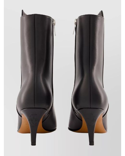 McQueen Black Leather Ankle Boots