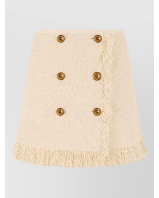 Elisabetta Franchi Natural High Waisted Bell Skirt Double Breasted Buttons