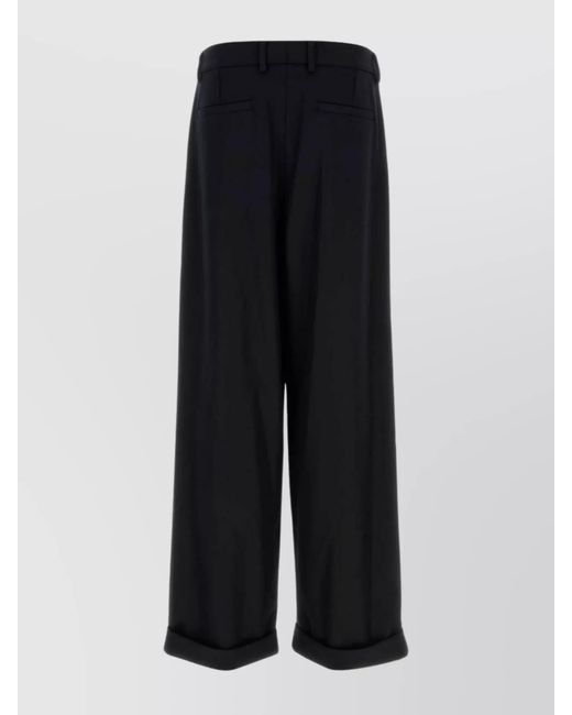 Dolce & Gabbana Black Virgin Wool Wide-Leg Trousers for men