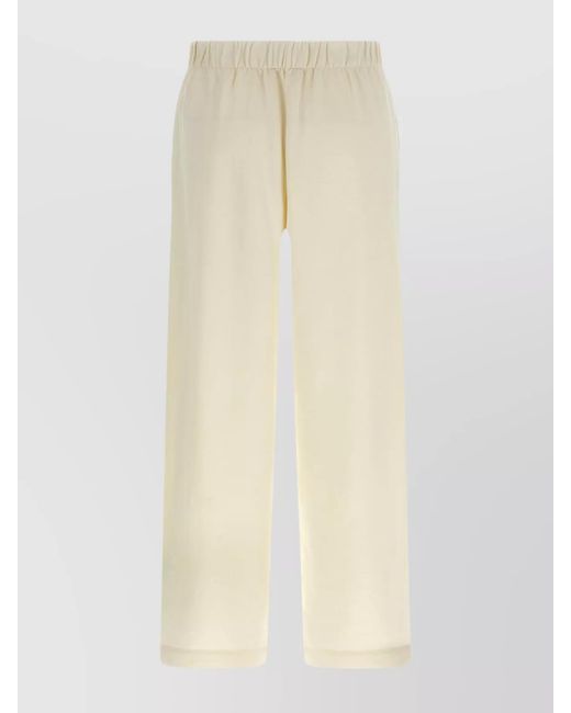 Max Mara White Silk Blend Cropped Straight-Leg Sweatpants