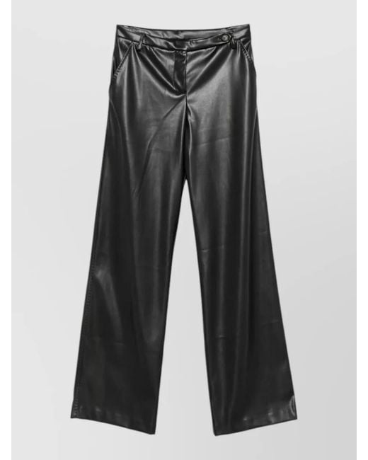 ERMANNO FIRENZE Gray Faux-Leather Wide-Leg Trousers