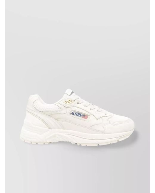 Autry White Laminated Leather And Mesh Sneakers