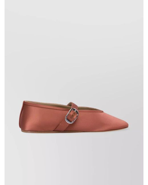 Le Monde Beryl Brown Buckle Detail Satin Finish Ballerina Shoes