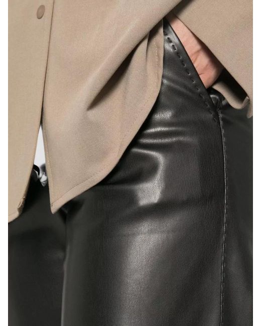 ERMANNO FIRENZE Gray Faux-Leather Wide-Leg Trousers