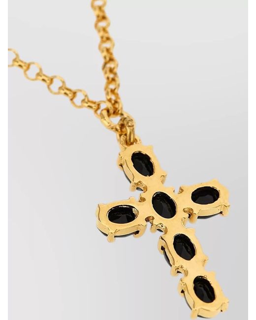 Dolce & Gabbana White Crystal Cross Bracelet Adjustable Chain Design